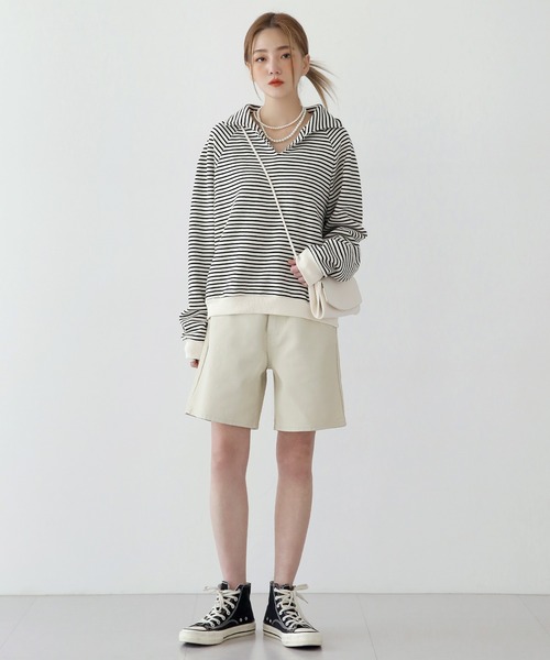 UNE MANSION(ユヌマンション)の「レザーコーティングハーフパンツ(その他パンツ・レディース・ブラック/アイボリー・SMALL/MEDIUM/LARGE)」の11枚目の写真