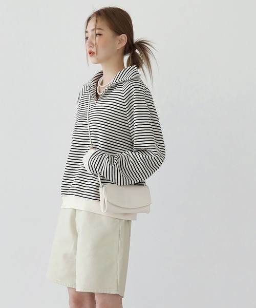 UNE MANSION(ユヌマンション)の「レザーコーティングハーフパンツ(その他パンツ・レディース・ブラック/アイボリー・SMALL/MEDIUM/LARGE)」の3枚目の写真