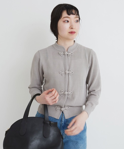 I am I in fact...(アイアムアイインファクト)の「NOODLE 華釦カーディガン(カーディガン/ボレロ・レディース・ホワイト/ブラック/パープル/グレー・FREE)」の6枚目の写真