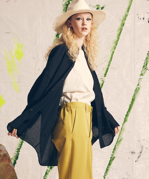 MAISON SPECIAL（メゾンスペシャル）の「《ユニセックスアイテム》シアープライムオーバーレギュラーシャツ 【MAISON SPECIAL/メゾンスペシャル】（シャツ/ブラウス・メンズ・チャコールグレー/ブラック/イエロー/オレンジ/ブルー・1/2/0）」の2枚目の写真