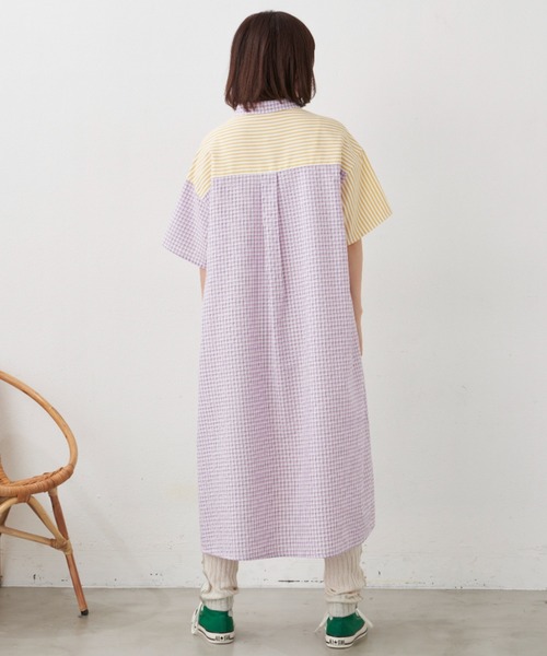 MERLOT(メルロー)の「チェック×ストライプシャツワンピース(ワンピース・レディース・ブラック/イエロー・FREE)」の18枚目の写真