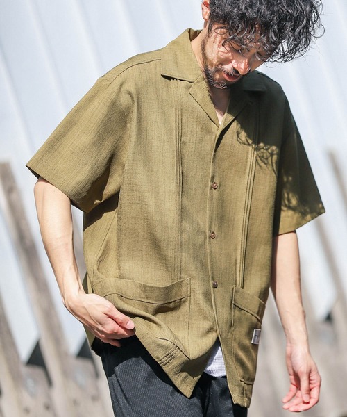 JEMORGAN(ジェーイーモーガン)の「『別注』JEMORGAN×Sonny Label テックリネンキューバシャツ(シャツ/ブラウス・メンズ・ナチュラル/カーキ/ブラック・MEDIUM/LARGE)」の3枚目の写真