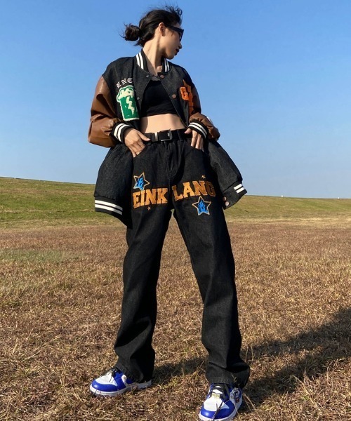 ARULE（アルール）の「A'GEM/9 × .kom『ARULE/アルール』ファイヤー レタリング ワッペン ワイドシルエット デニムパンツ（デニムパンツ・メンズ・ネイビー・M/L）」の13枚目の写真