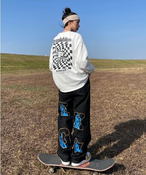 ARULE（アルール）の「A'GEM/9 × .kom『ARULE/アルール』ファイヤー レタリング ワッペン ワイドシルエット デニムパンツ（デニムパンツ・メンズ・ネイビー・M/L）」の19枚目の写真