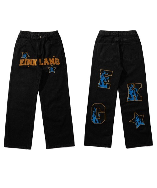 ARULE（アルール）の「A'GEM/9 × .kom『ARULE/アルール』ファイヤー レタリング ワッペン ワイドシルエット デニムパンツ（デニムパンツ・メンズ・ネイビー・M/L）」の21枚目の写真