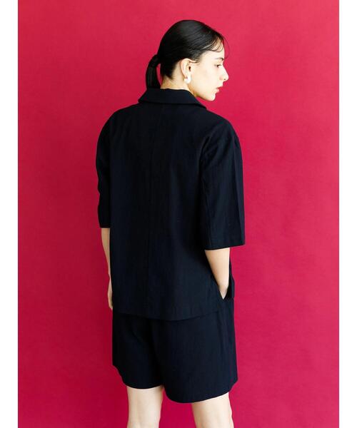 koe（コエ）の「麻見えエンボス半袖ジャケット＊（テーラードジャケット・レディース・ブラック/ブルー/グリーン/アイボリー・M）」の21枚目の写真