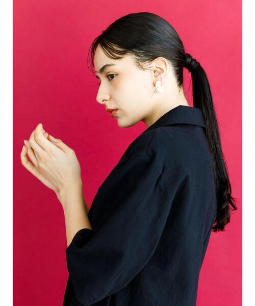 koe（コエ）の「麻見えエンボス半袖ジャケット＊（テーラードジャケット・レディース・ブラック/ブルー/グリーン/アイボリー・M）」の22枚目の写真