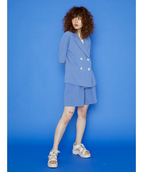 koe（コエ）の「麻見えエンボス半袖ジャケット＊（テーラードジャケット・レディース・ブラック/ブルー/グリーン/アイボリー・M）」の10枚目の写真