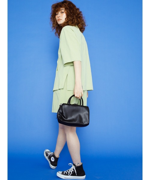 koe（コエ）の「麻見えエンボス半袖ジャケット＊（テーラードジャケット・レディース・ブラック/ブルー/グリーン/アイボリー・M）」の15枚目の写真