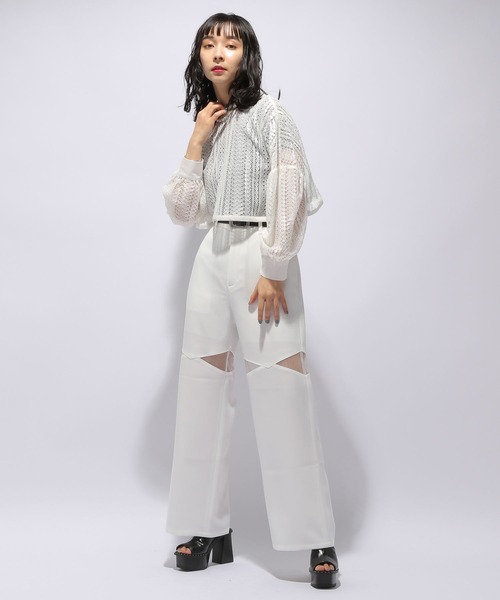 HARE ハレ スリットシアーパンツ ホワイト 05 HARE（ハレ）の「スリットシアーパンツ(HARE)（スラックス）」 - WEAR