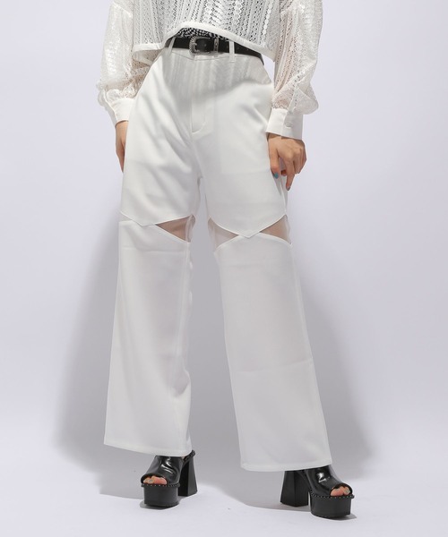 HARE ハレ スリットシアーパンツ ホワイト 05 HARE（ハレ）の「スリットシアーパンツ(HARE)（スラックス）」 - WEAR