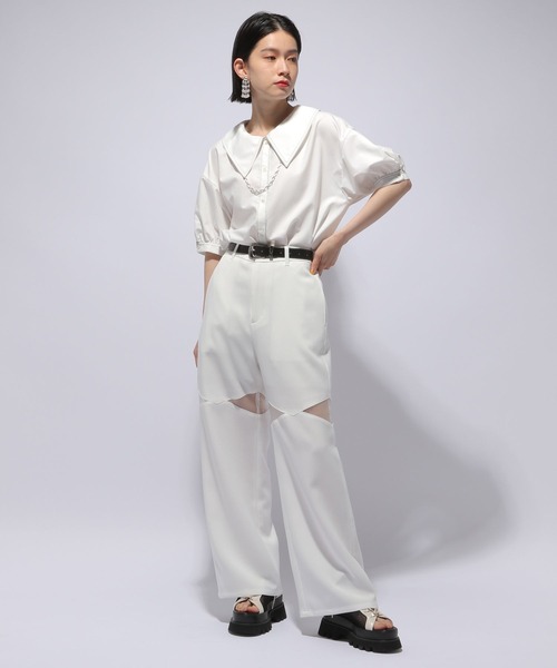 HARE ハレ スリットシアーパンツ ホワイト 05 HARE（ハレ）の「スリットシアーパンツ(HARE)（スラックス）」 - WEAR