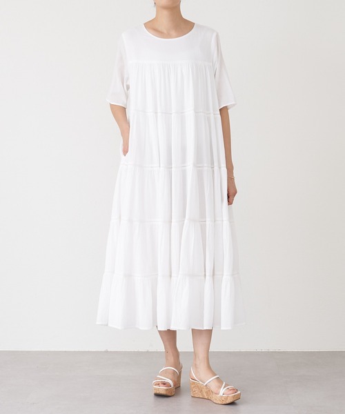 BEARDSLEY（ビアズリー）の「《LIVETART》シャドーストライプティアードワンピース（ワンピース・レディース・ホワイト/ブラック/アイボリー・FREE）」の16枚目の写真