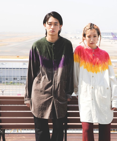 masterkey（マスターキー）の「masterkey マスターキー / BIGFOOT タイダイ染めビッグシルエットロングシャツ / MK23A-S-03（シャツ/ブラウス・メンズ・ホワイト系その他/ブラウン系その他・1/2）」の2枚目の写真