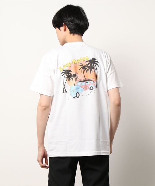 HOUSTON(ヒューストン)の「【HOUSTON】PRINT EMBROIDERY TEE(CAR)(Tシャツ/カットソー・メンズ・ホワイト/ブルー・MEDIUM/X-LARGE/XX-LARGE/LARGE)」の4枚目の写真