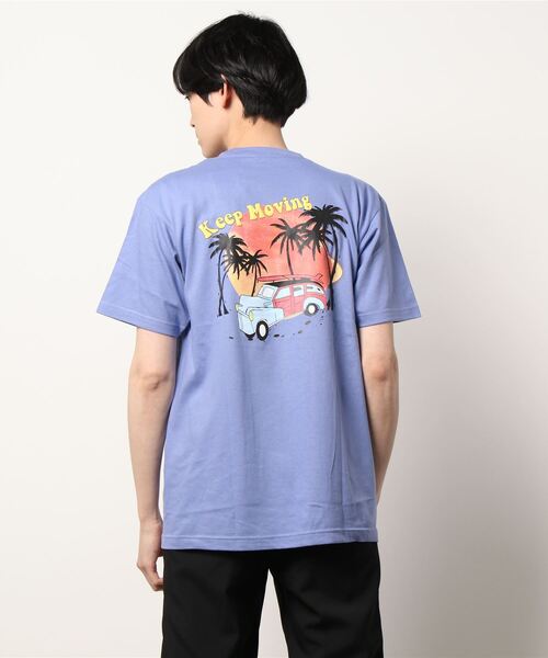 HOUSTON(ヒューストン)の「【HOUSTON】PRINT EMBROIDERY TEE(CAR)(Tシャツ/カットソー・メンズ・ホワイト/ブルー・MEDIUM/X-LARGE/XX-LARGE/LARGE)」の3枚目の写真