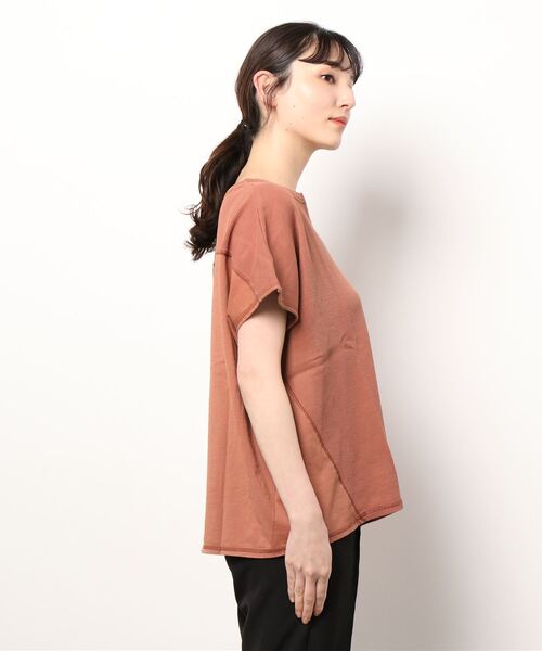 CUBE SUGAR（キューブシュガー）の「CUBE SUGAR/キューブシュガー　天竺xワッフル フレンチスリーブクルー（Tシャツ/カットソー・レディース・チャコールグレー/ベージュ/オレンジ・FREE）」の5枚目の写真