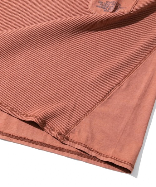 CUBE SUGAR（キューブシュガー）の「CUBE SUGAR/キューブシュガー　天竺xワッフル フレンチスリーブクルー（Tシャツ/カットソー・レディース・チャコールグレー/ベージュ/オレンジ・FREE）」の9枚目の写真