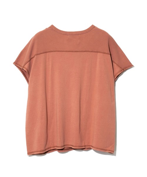 CUBE SUGAR（キューブシュガー）の「CUBE SUGAR/キューブシュガー　天竺xワッフル フレンチスリーブクルー（Tシャツ/カットソー・レディース・チャコールグレー/ベージュ/オレンジ・FREE）」の10枚目の写真