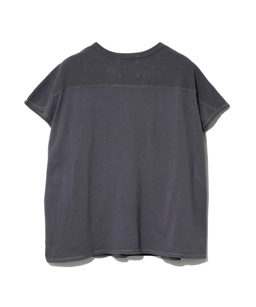 CUBE SUGAR（キューブシュガー）の「CUBE SUGAR/キューブシュガー　天竺xワッフル フレンチスリーブクルー（Tシャツ/カットソー・レディース・チャコールグレー/ベージュ/オレンジ・FREE）」の12枚目の写真