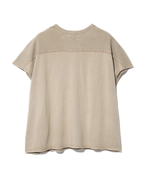 CUBE SUGAR（キューブシュガー）の「CUBE SUGAR/キューブシュガー　天竺xワッフル フレンチスリーブクルー（Tシャツ/カットソー・レディース・チャコールグレー/ベージュ/オレンジ・FREE）」の14枚目の写真