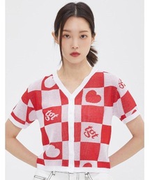 TARGETTO（ターゲット）の「A'GEM/9 × .kom『TARGETTO/ターゲット』CHECKERBOARD CARDIGAN/チェック柄 半袖 カーディガン（カーディガン/ボレロ・メンズ）」