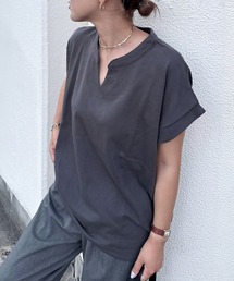 《hideka select》キーネックフレンチスリーブカットソー / キーネック フレンチスリーブ カットソー Tシャツ