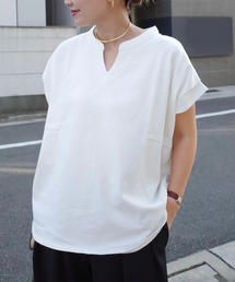 《hideka select》キーネックフレンチスリーブカットソー / キーネック フレンチスリーブ カットソー Tシャツ