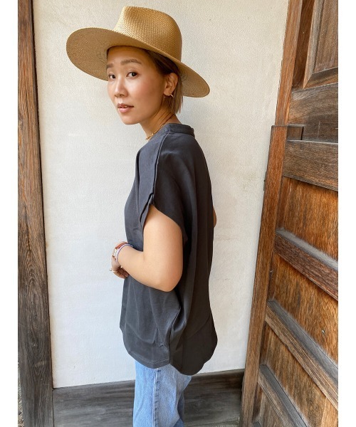 HEILIS(ヘイリス)の「《hideka select》キーネックフレンチスリーブカットソー / キーネック フレンチスリーブ カットソー Tシャツ(Tシャツ/カットソー・レディース・チャコールグレー/アイボリー・FREE)」の17枚目の写真