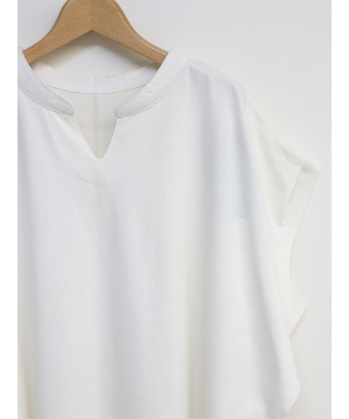 HEILIS(ヘイリス)の「《hideka select》キーネックフレンチスリーブカットソー / キーネック フレンチスリーブ カットソー Tシャツ(Tシャツ/カットソー・レディース・チャコールグレー/アイボリー・FREE)」の13枚目の写真