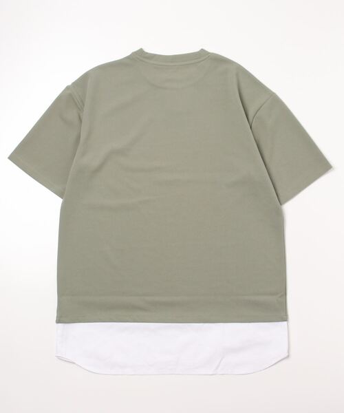 ARCADE(アーケード)の「梨地 フェイクレイヤード 半袖 Tシャツ 重ね着風(Tシャツ/カットソー・メンズ・ブラック/カーキ/ブラウン・M/L)」の4枚目の写真