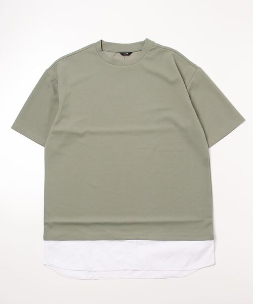 ARCADE(アーケード)の「梨地 フェイクレイヤード 半袖 Tシャツ 重ね着風(Tシャツ/カットソー・メンズ・ブラック/カーキ/ブラウン・M/L)」の9枚目の写真
