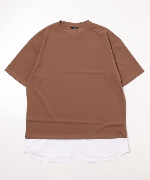 ARCADE(アーケード)の「梨地 フェイクレイヤード 半袖 Tシャツ 重ね着風(Tシャツ/カットソー・メンズ・ブラック/カーキ/ブラウン・M/L)」の11枚目の写真