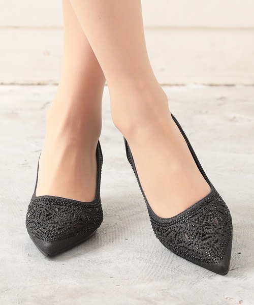 Kana(カナ)の「幾何学柄 グリッター パンプス パーティー 結婚式 お呼ばれ オケージョン(パンプス・レディース・ブラック/ゴールド/ブラック×ブラック/シルバー・23/23.5/22.5/24.5/24)」の3枚目の写真