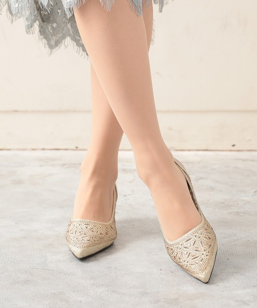 Kana(カナ)の「幾何学柄 グリッター パンプス パーティー 結婚式 お呼ばれ オケージョン(パンプス・レディース・ブラック/ゴールド/ブラック×ブラック/シルバー・23/23.5/22.5/24.5/24)」の8枚目の写真