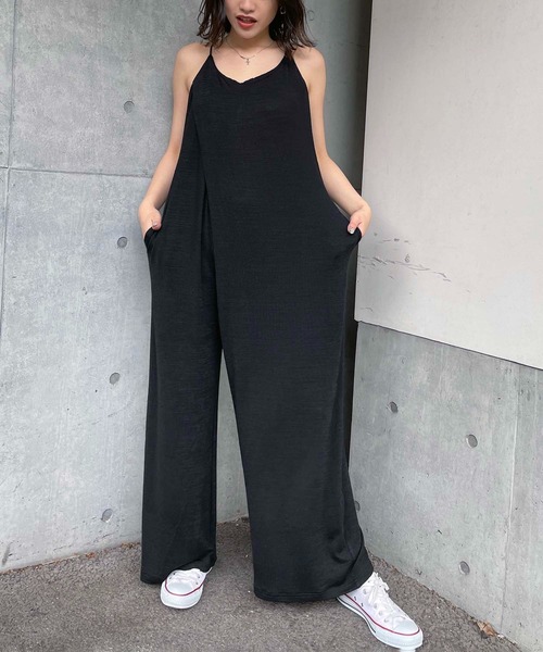 SPIRALGIRL（スパイラルガール）の「メランジキャミオールインワン（つなぎ/オールインワン・レディース・ブラック/ベージュ/パープル・FREE）」の5枚目の写真