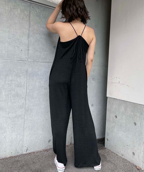 SPIRALGIRL（スパイラルガール）の「メランジキャミオールインワン（つなぎ/オールインワン・レディース・ブラック/ベージュ/パープル・FREE）」の6枚目の写真