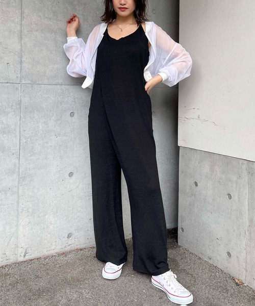 SPIRALGIRL（スパイラルガール）の「メランジキャミオールインワン（つなぎ/オールインワン・レディース・ブラック/ベージュ/パープル・FREE）」の8枚目の写真