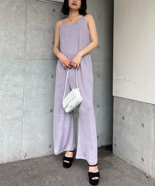 SPIRALGIRL（スパイラルガール）の「メランジキャミオールインワン（つなぎ/オールインワン・レディース・ブラック/ベージュ/パープル・FREE）」の11枚目の写真