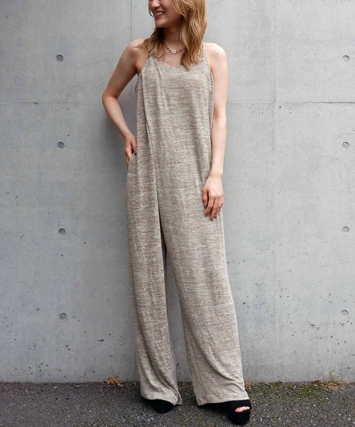 SPIRALGIRL（スパイラルガール）の「メランジキャミオールインワン（つなぎ/オールインワン・レディース・ブラック/ベージュ/パープル・FREE）」の4枚目の写真