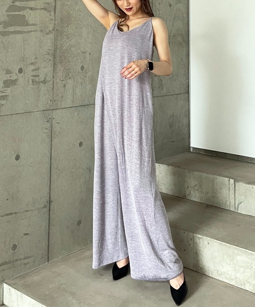 SPIRALGIRL（スパイラルガール）の「メランジキャミオールインワン（つなぎ/オールインワン・レディース・ブラック/ベージュ/パープル・FREE）」の12枚目の写真