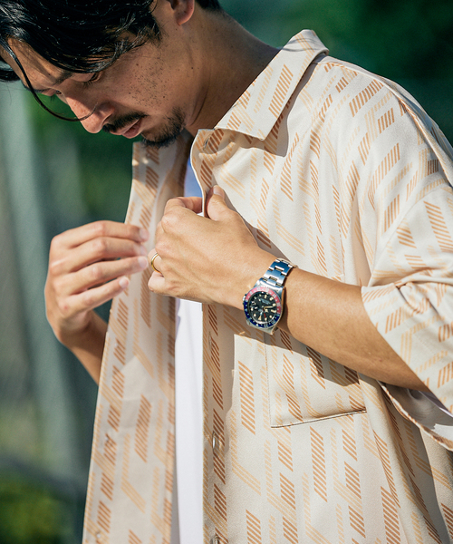 JOURNAL STANDARD（ジャーナルスタンダード）の「《追加》【GEOM PATTERN/ジオメパターン】ワイドシルエット 柄シャツ “総柄”（シャツ/ブラウス・メンズ・ブラック/ベージュ/ネイビー/グリーン/ブラック系その他/ネイビー系1・SMALL/MEDIUM/LARGE）」の8枚目の写真