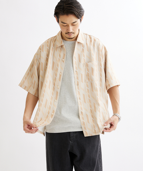 JOURNAL STANDARD（ジャーナルスタンダード）の「《追加》【GEOM PATTERN/ジオメパターン】ワイドシルエット 柄シャツ “総柄”（シャツ/ブラウス・メンズ・ブラック/ベージュ/ネイビー/グリーン/ブラック系その他/ネイビー系1・SMALL/MEDIUM/LARGE）」の11枚目の写真