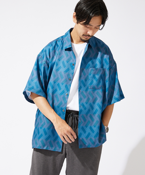 JOURNAL STANDARD（ジャーナルスタンダード）の「《追加》【GEOM PATTERN/ジオメパターン】ワイドシルエット 柄シャツ “総柄”（シャツ/ブラウス・メンズ・ブラック/ベージュ/ネイビー/グリーン/ブラック系その他/ネイビー系1・SMALL/MEDIUM/LARGE）」の17枚目の写真