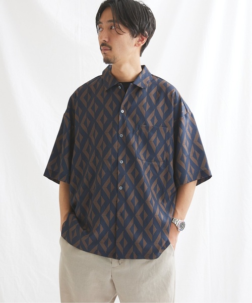 JOURNAL STANDARD（ジャーナルスタンダード）の「《追加》【GEOM PATTERN/ジオメパターン】ワイドシルエット 柄シャツ “総柄”（シャツ/ブラウス・メンズ・ブラック/ベージュ/ネイビー/グリーン/ブラック系その他/ネイビー系1・SMALL/MEDIUM/LARGE）」の21枚目の写真