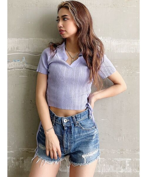 GYDA（ジェイダ）の「BACK RIPPED デニムショートパンツ（デニムパンツ・レディース・ライトブルー/インディゴブルー/ブルー・SMALL/MEDIUM/LARGE/X-SMALL）」の16枚目の写真