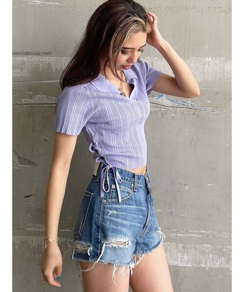 GYDA（ジェイダ）の「BACK RIPPED デニムショートパンツ（デニムパンツ・レディース・ライトブルー/インディゴブルー/ブルー・SMALL/MEDIUM/LARGE/X-SMALL）」の19枚目の写真