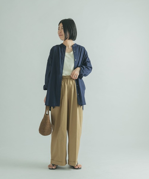 FORK&SPOON（フォークアンドスプーン）の「FORK&SPOON　コットンサテンワイドパンツ（その他パンツ・レディース・ブラック/ベージュ系その他・2/1）」の8枚目の写真