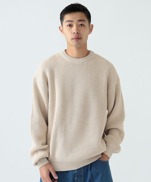 BEAMS（ビームス）の「BEAMS / 5ゲージ ルーズ ワッフルニット（ニット/セーター・メンズ・ブラック/サンドベージュ・L/XL/M/S）」の16枚目の写真