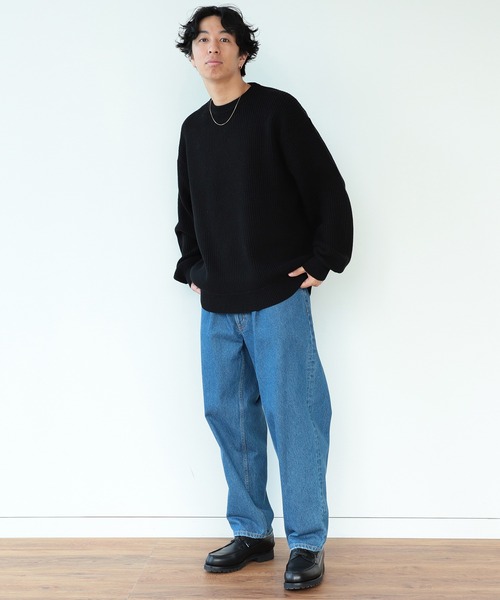 BEAMS（ビームス）の「BEAMS / 5ゲージ ルーズ ワッフルニット（ニット/セーター・メンズ・ブラック/サンドベージュ・L/XL/M/S）」の4枚目の写真